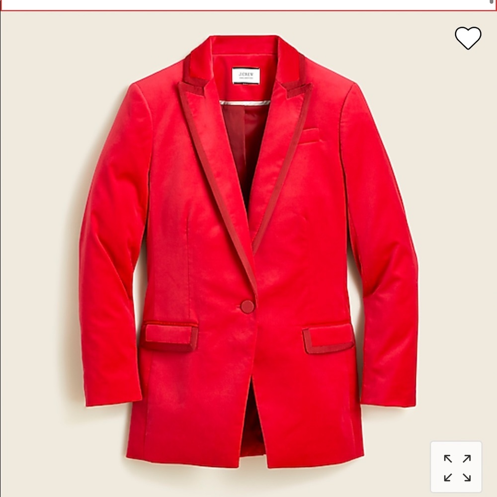 J.Crew  collection red willa velvet blazer.